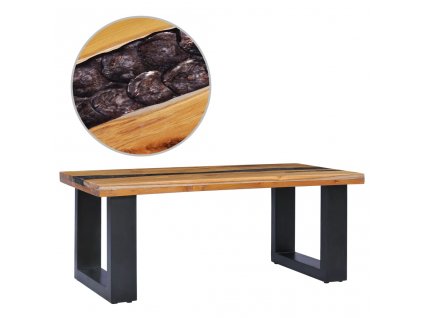 Multidom Konferenčný stolík 100x50x40 cm masívne teakové drevo a polyresin
