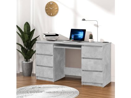 Multidom Písací stôl, betónovo sivý 140x50x77 cm, drevotrieska