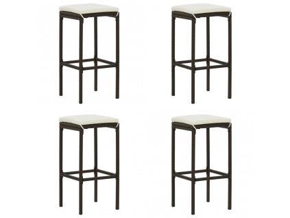 Multidom Barové stoličky s vankúšmi 4 ks hnedé polyratan