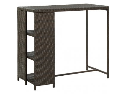 Multidom Barový stolík s úložným regálom hnedý 120x60x110 cm polyratan
