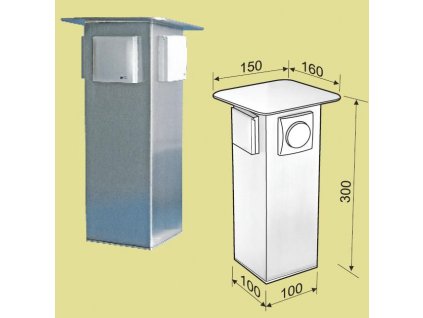 MCJ Nerezový záhradný stĺpik, 3 zásuvky 230V/50Hz, IP44, 30 cm