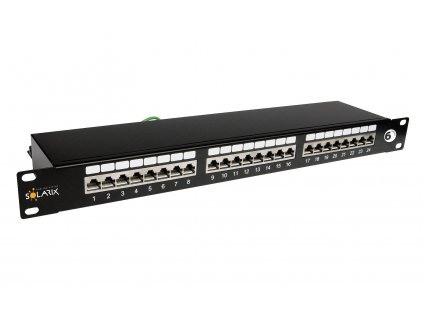 19" patch panel Solarix 24 x RJ45 CAT6 STP černý 1U SX24-6-STP-BK