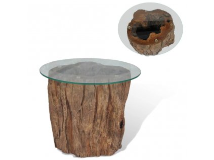 Multidom Konferenčný stolík, teakové drevo a sklo, 50x40 cm