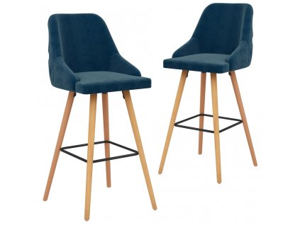 Multidom Barové stoličky 2 ks, modré, zamat