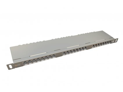 19" patch panel Solarix 24xRJ45 CAT6 STP s vyvazovací lištou 0,5U SX24HD-6-STP-SL