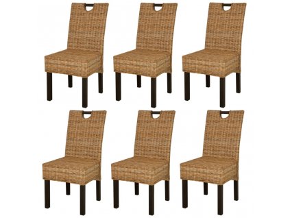 Multidom Jedálenská stolička, 6 ks, ratan kubu a mangové drevo