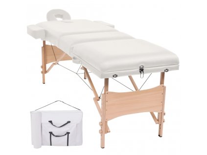Multidom Skladací masážny stôl, 3 zóny, 10 cm hrubý, biely