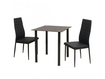 Multidom 3-dielny jedálenský set stola a stoličiek, čierny