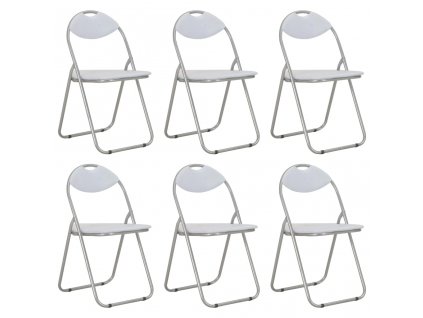 Multidom Skladacie jedálenské stoličky 6 ks biele umelá koža