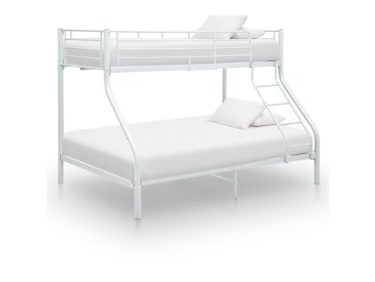 Multidom Rám poschodovej postele biely kovový 140x200/90x200 cm