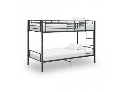 Multidom Poschodová posteľ čierna kovová 90x200 cm