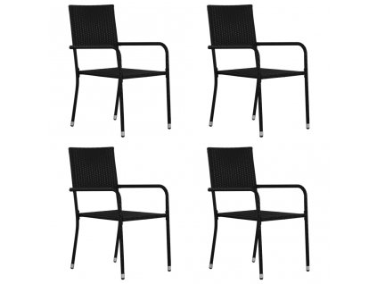 Multidom Vonkajšie jedálenské stoličky 4 ks, polyratan, čierne