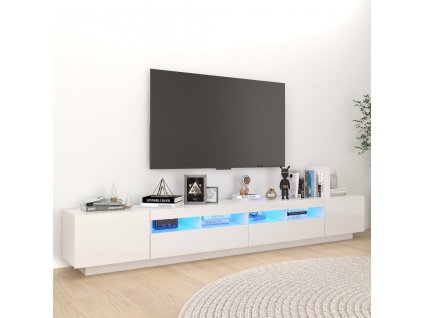 Multidom TV skrinka s LED svetlami lesklá biela 260x35x40 cm