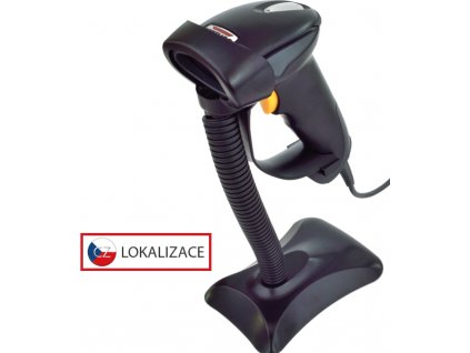 CCD čtečka Virtuos HT-310A, dlouhý dosah, USB (klávesnice/RS-232 emulace), stojánek, černá