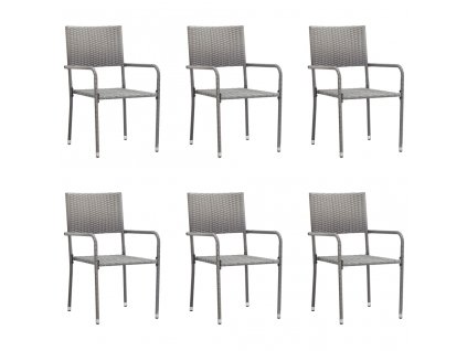 Multidom Vonkajšie jedálenské stoličky 6 ks, polyratan, antracitové