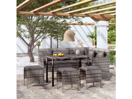 Multidom 5-dielny záhradný sedací set v tvare L s vankúšmi polyratan sivý