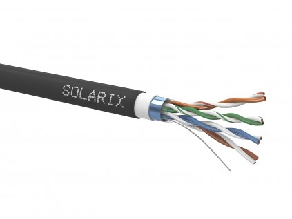 Instalační kabel Solarix CAT5E FTP PVC+PE F<sub>ca</sub> dvojitý plášť 305m/cívka SXKD-5E-FTP-PVC+PE
