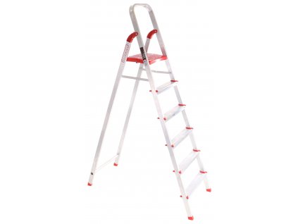 Schůdky hliníkové skládací ALU STEPS 6, 6 stupňů, nejvyšší schůdek 130 cm, nosnost 120 kg SIXTOL