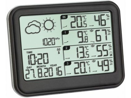 35.1142.01 TFA VIEW Bezdrôtová meteostanica s 3 čidlami, čierna