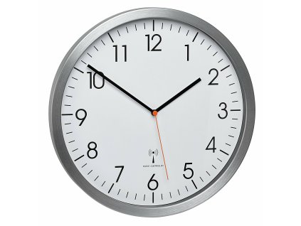 60.3527.55 TFA Rádiom riadené analógové nástenné hodiny s hliníkovým rámom