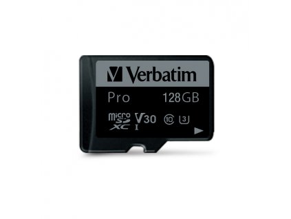 VERBATIM Pro microSDXC 128GB UHS-I V30 U3 + SD adaptér
