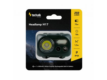 Technik MT-H17 čelovka s pogumovaním, LED CREE L2, Micro-USB, červené svetlo