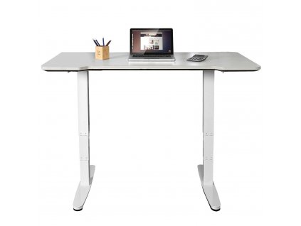 Elektrický stôl Maclean, výškovo nastaviteľný, bez hornej dosky, biela farba, na státie a sedenie, max. výška 130 cm, 120 kg, MC-830