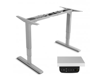 Elektrický stôl Maclean, výškovo nastaviteľný, bez dosky, sivá farba, na státie aj sedenie, max. výška 125 cm, max. hmotnosť 100 kg, M