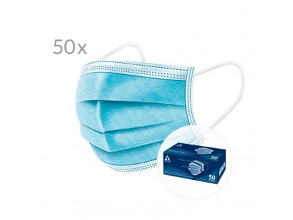 Face mask, Jednorázové ochranné rúško 50ks modré