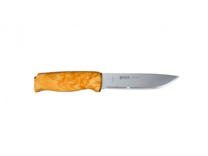 Helle HE-200042 Jegermester lovecký nôž 13,5 cm, drevo kučeravej brezy, kožené puzdro