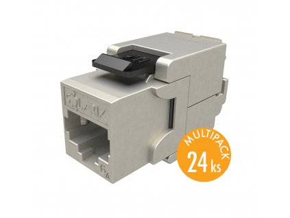 MULTIPACK 24 ks - samořezný keystone Solarix CAT6A STP SXKJ-10G-STP-BK-SA Component Level a 4PPoE certifikace