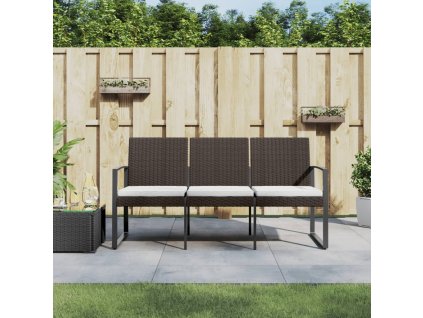 Multidom 3-miestna záhradná lavička s podložkami hnedá PP ratan