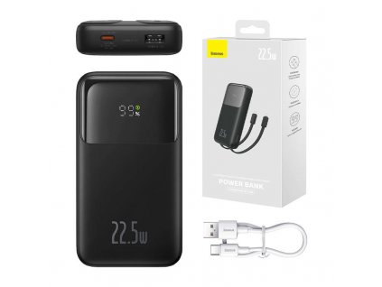 Powerbanka Baseus Comet s káblom USB-C, 10000 mAh, 22,5 W (čierna)