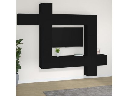 Multidom 9-dielna súprava TV skriniek čierna spracované drevo
