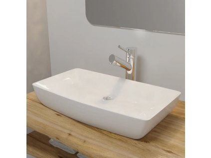 Luxusné keramické umývadlo, obdĺžnikový tvar, biele, 71 x 39 cm