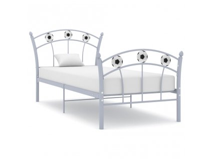 Multidom Rám postele s futbalovým dizajnom sivý kov 90x200 cm