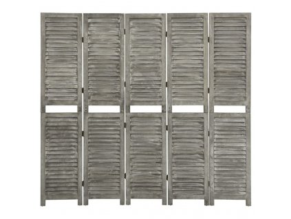 Multidom 5-panelový paraván sivý 179x166 cm masívne drevo