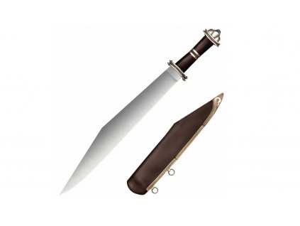 Cold Steel 88HVA Damascus Long Sax zberateľský meč 43,8 cm, drevo Palisander, puzdro z dreva a kože