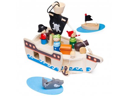 Bigjigs Toys Pirátska loď s pirátmi