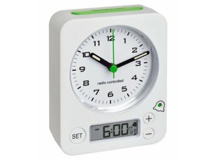 60.1511.02.04 TFA COMBO bezdrôtový budík s digitálnym nastavením, bielo-zelený