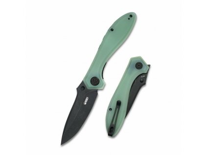 Kubey KU314C Ruckus Jade Black vreckový nôž 8,4 cm, čierna, bledozelená, G10, spona