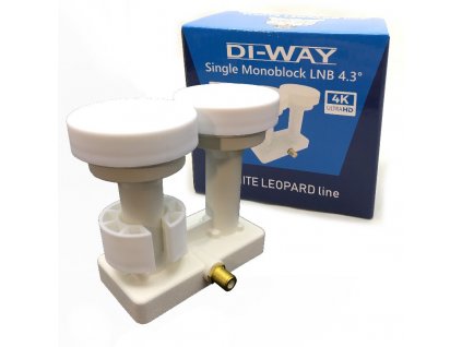 DI-WAY LNB MONOBLOCK SINGLE 0,1dB 4,3st, WHITE LEOPARD LINE