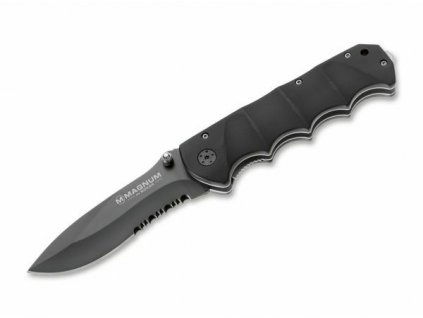 Magnum 01RY247 Black Spear vreckový taktický nôž 10 cm, celočierna, hliník