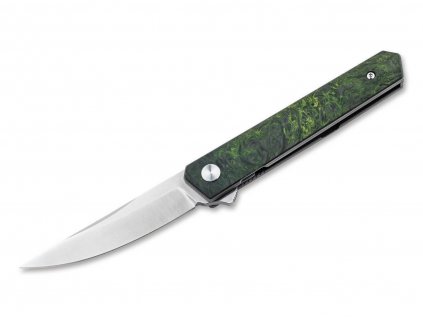 Böker Plus 01BO497 KWAIKEN MINI LIMITED vreckový nôž 7,7 cm, zelená, uhlíkové vlákno, titán, puzdro