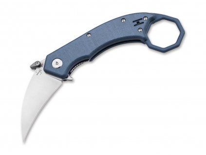 Böker Plus 01BO516 HEL KARAMBIT GREY vreckový karambit 6,1cm, šedomodrá, G10, spona, nylonové puzdro