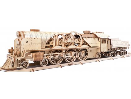Ugears 3D drevené mechanické puzzle V-Express Parná lokomotíva 4-6-2 s tendrom