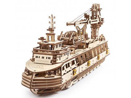 Ugears 3D drevené mechanické puzzle Výskumná loď
