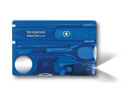 Victorinox 0.7322.T2 SwissCard Lite, blue translucent imitácia platobnej karty, 13 funkcií, LED