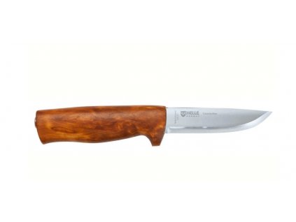 Helle HE-201049 Fossekallen 12C27 vonkajší nôž 8,9 cm, drevo kučeravej brezy, kožené puzdro