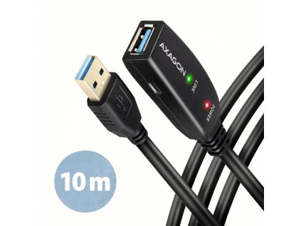 AXAGON ADR-310, USB 3.2 Gen 1 A-M -> A-F aktívny predlžovací / repeater kábel, 10m